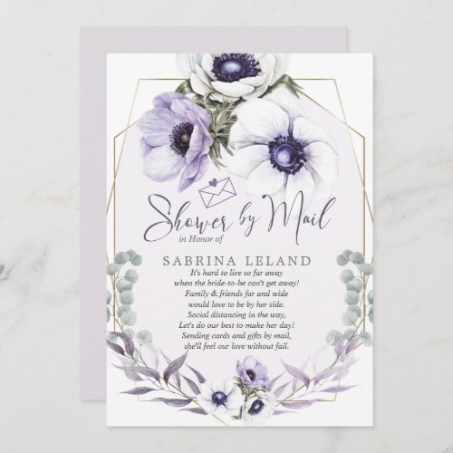 Bridal Shower by Mail  Dusty Lilac Floral Invitation
