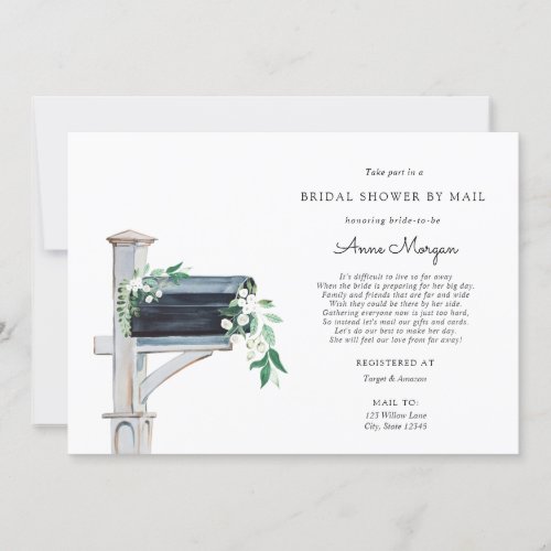 Bridal Shower by Mail Greenery in Mailbox Invitation