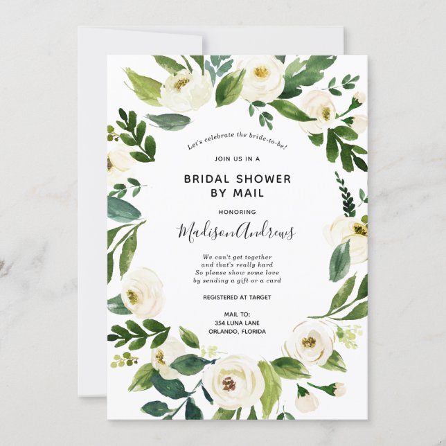 Bridal Shower by Mail Greenery invitation (Front)