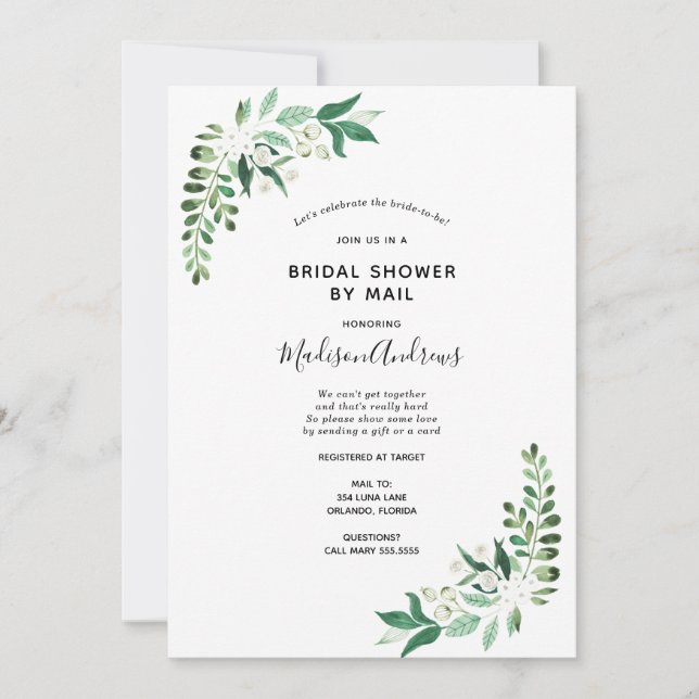 Bridal Shower by Mail Greenery invitation (Front)