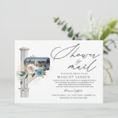 Bridal Shower By Mail Invitation Blue White Floral (Standing Front)