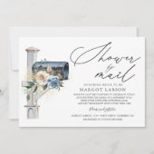 Bridal Shower By Mail Invitation Blue White Floral (Front)