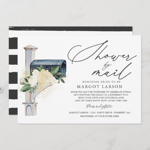 Bridal Shower By Mail Invitation Greenery  Gold