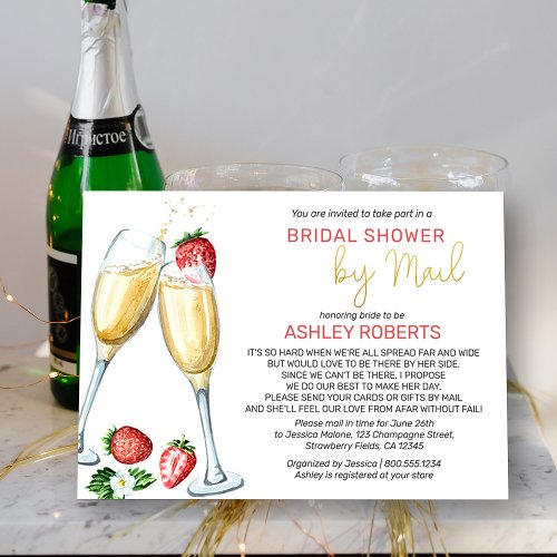 Bridal Shower by Mail _ Strawberries Champagne Invitation