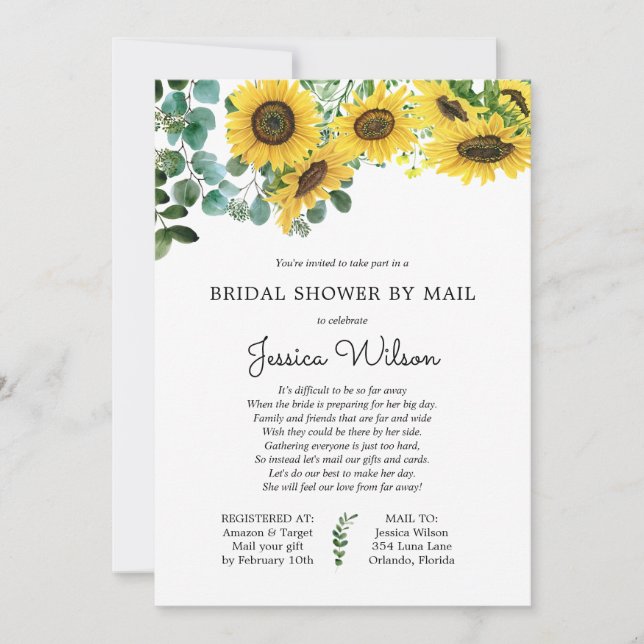 Bridal Shower by Mail Sunflower Floral Invitation (Front)