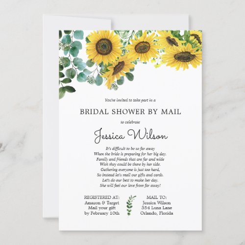 Bridal Shower by Mail Sunflower Floral Invitation