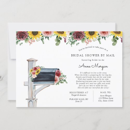 Bridal Shower by Mail Sunflowers and Roses Mailbox Invitation