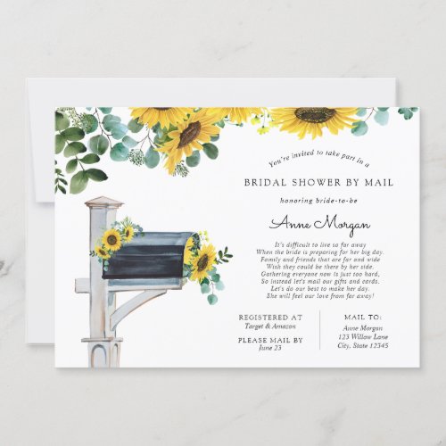 Bridal Shower by Mail Sunflowers in Mailbox Invitation