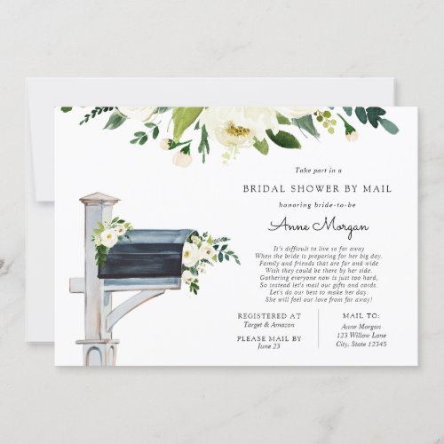 Bridal Shower by Mail White Flowers in Mailbox Invitation