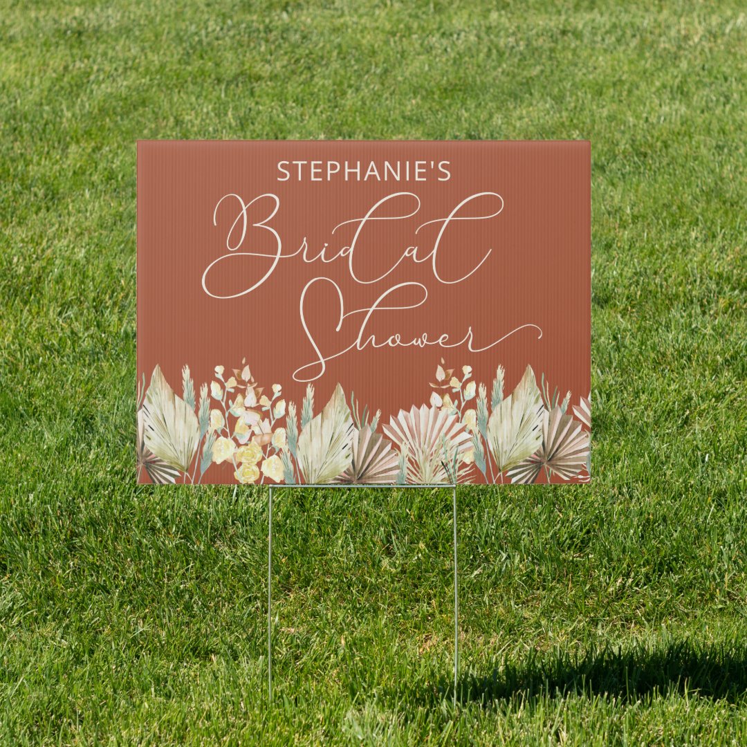 Bridal Shower Calligraphy Terracotta Sign Zazzle