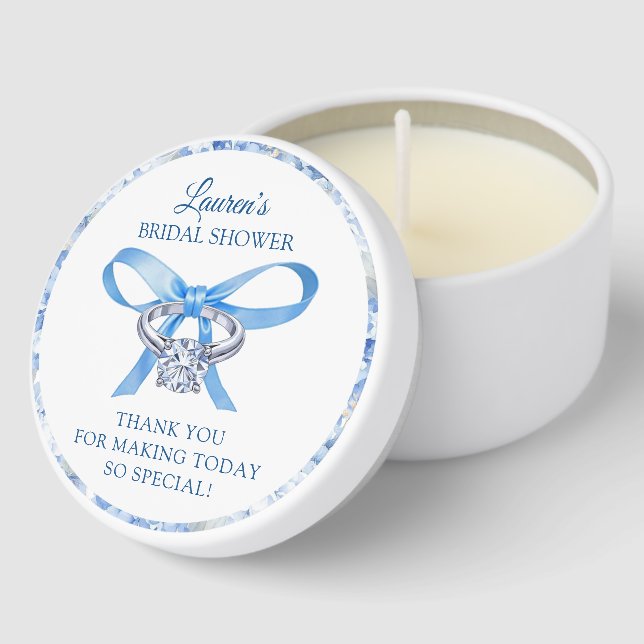 Bridal Shower Candle Favor – Something Blue Mini Candle Favors (Corner)