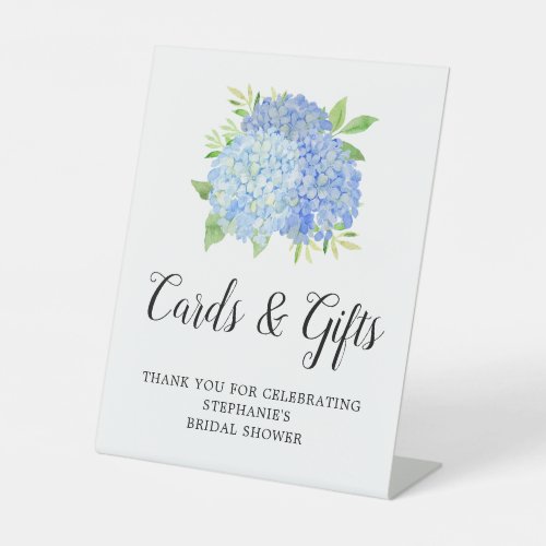 Bridal Shower Cards Gifts Blue Hydrangea Botanical Pedestal Sign