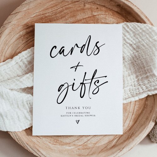 Bridal Shower Cards Gifts Sign Modern Handwriting