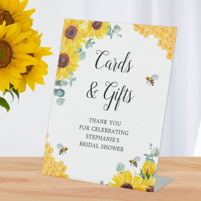 Bridal Shower Cards Gifts Sunflower Bee Honeycomb Pedestal Sign (Creator Uploaded)