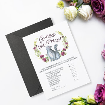 Bridal Shower Cat Theme Guess The Price Game Card by lilanab2 at Zazzle