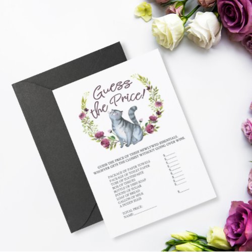 Bridal Shower Cat Theme Guess the Price Game Card