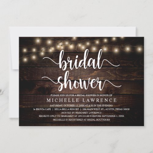 Bridal Shower Celebration Rustic Dark Wood themed Invitation