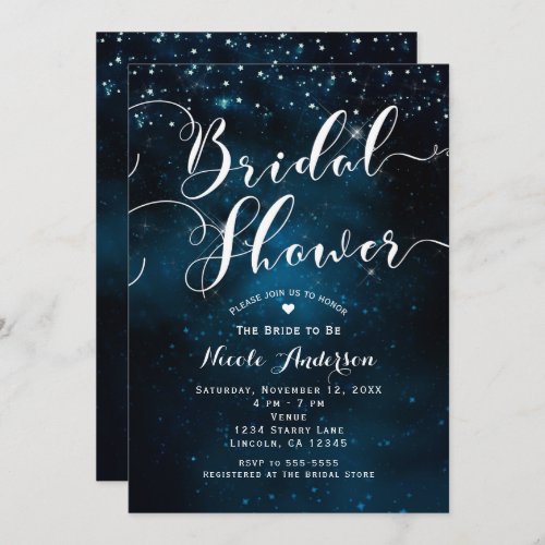 BRIDAL SHOWER Celestial Starry Blue Skies Wedding Invitation