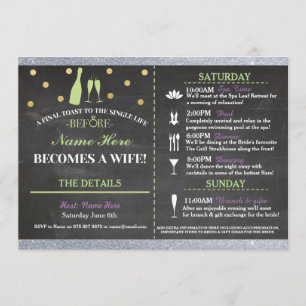 Bridal Shower Chalk Itinerary Bachelorette Invite