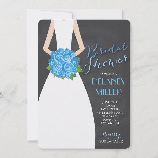Bridal Shower Chalkboard Bride Invitations (Front)