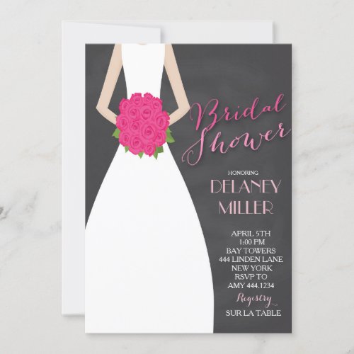 Bridal Shower Chalkboard Bride Invitations