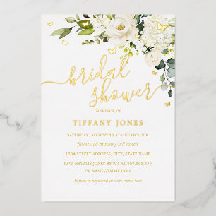 Bridal Shower Champagne Floral Gold Foil Invitation