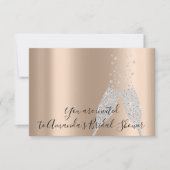Bridal Shower Champaigne Glass Bubbles Silver Rose Invitation (Front)