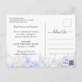 Bridal Shower Change of Plans Blue Hydrangeas Postcard (Back)