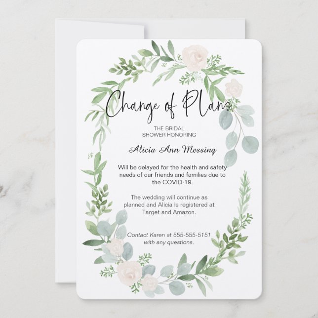 Bridal Shower Change of Plans Delay Card (Front)