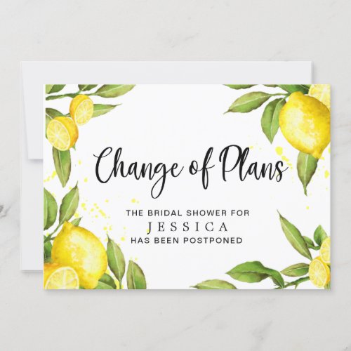 Bridal Shower Change of Plans Lemons Greenery Invitation