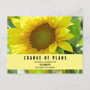 Bridal Shower Change of Plans Sunflower Postcard