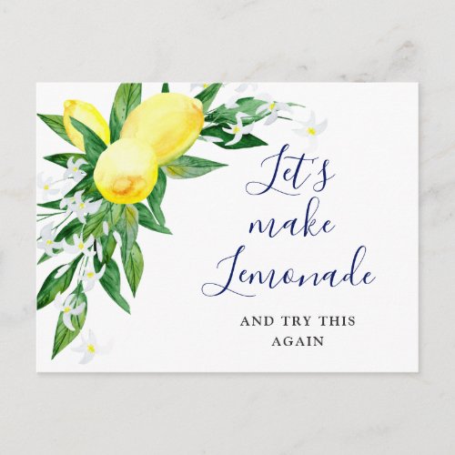 Bridal Shower Change the Date Lemons Blossom Green Postcard