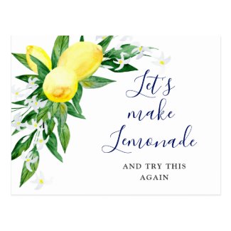Bridal Shower Change the Date Lemons Blossom Green Postcard