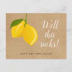 Bridal Shower Change the Date Script Lemons Rustic Announcement Postcard