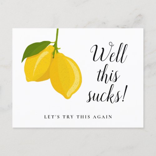 Bridal Shower Change the Date Script Lemons Simple Announcement Postcard