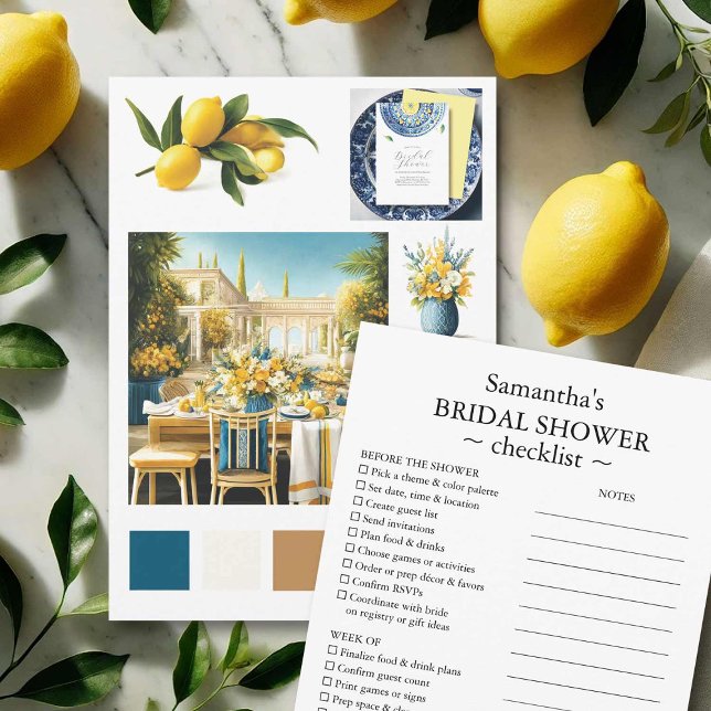 Bridal Shower Checklist and Style Guide Invitation (Bridal shower planning checklist lemon theme features to do list and style guide)