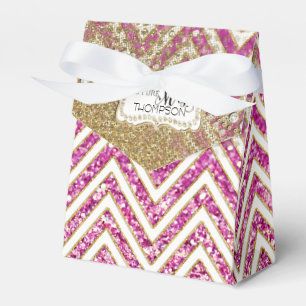 Bridal Shower Chevron Striped Jewel Glitter Favor Boxes