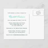 Bridal Shower Chic Aqua Damask Girly White Bow Invitation Postcard (Back)
