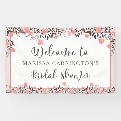 Bridal Shower Chic Rose Gold Blush Floral Welcome Banner