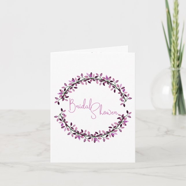 Bridal Shower Chic Violet Leafy Wreath Custom Invitation (Front)