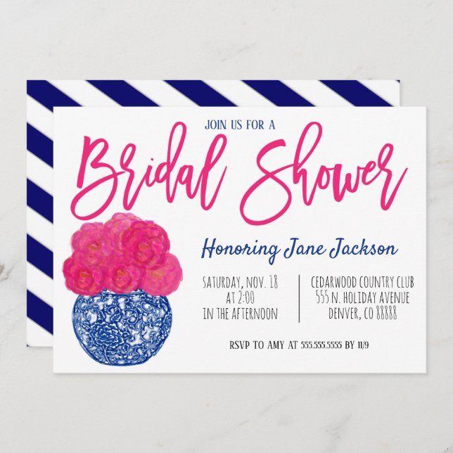 Bridal Shower Chinoiserie Chic Invitation (Front/Back)