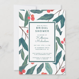 BRIDAL SHOWER Christmas Holiday Floral Invitation