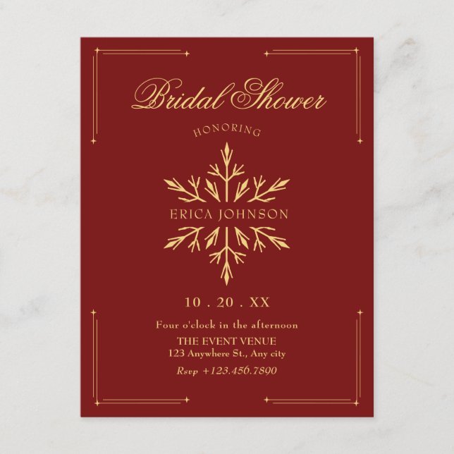 Bridal Shower christmas snowflake Invitation (Front)