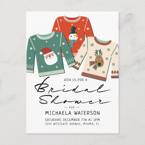 BRIDAL SHOWER  Christmas Ugly Sweater Party Postcard