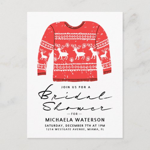 BRIDAL SHOWER  Christmas Ugly Sweater Party Postcard