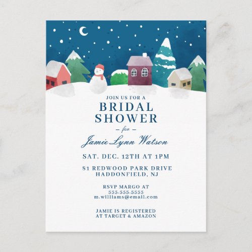 BRIDAL SHOWER  Christmas Winter At Night Postcard
