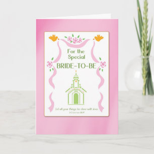 Bridal Shower Church Religious Letterpress Thank You Card