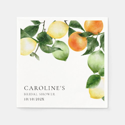 Bridal Shower Citrus Fruit Watercolor Napkins