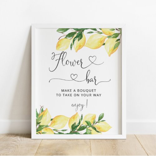 Bridal Shower Citrus Lemon Flower Bar Sign