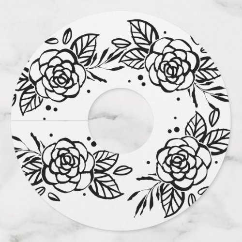 Bridal Shower Classic Black White Roses Name Tag